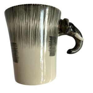 Pier 1 Imports Mug Elephant 3D Arm Handle 18 oz Coffee Cup Hand Painted Grey